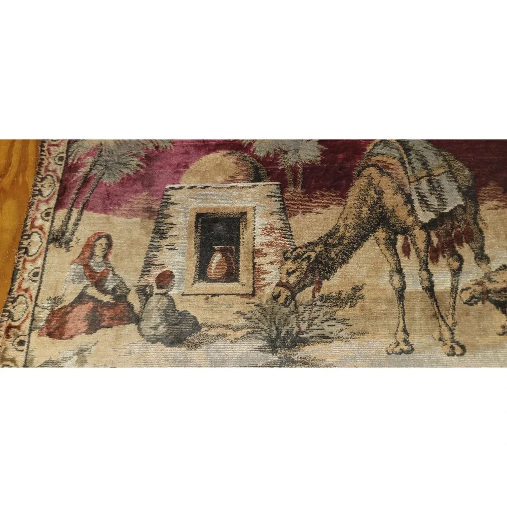 Vintage Nativity Scene Camel Religious Wall Hanging Tapestry Art Decor
